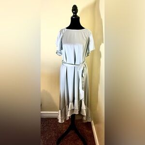 Alex Marie Light Gray Midi Dress. Light green